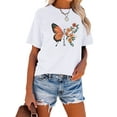 thumbnail image 3 of Anbech Sunflower T-Shirt for Women Graphic Butterfly Printed Short Sleeve Tee Tops with Crew Neck, 3 of 4