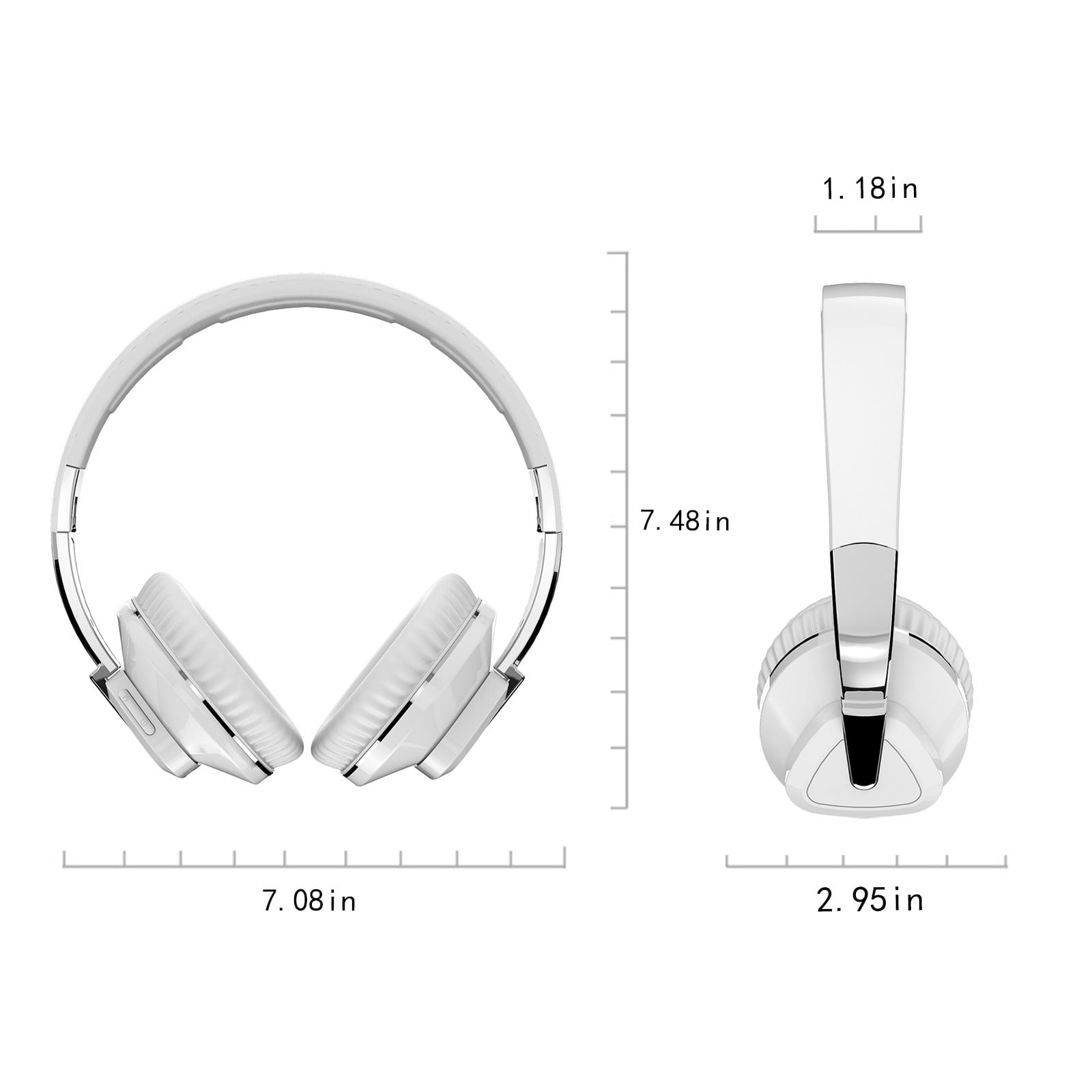 Bluetooth Headphones, 120H Playtime Headphones Wireless Bluetooth with 3 EQ Modes, Low Latency, Hands-Free Calls, Over Ear Headphones for Travel Home Office Cellphone PC - White