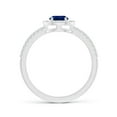 thumbnail image 2 of ANGARA Natural Blue Sapphire and Diamond Halo Split Shank Engagement Ring in 14K White Gold for Women (Size-7x5mm) | September Birthstone, Anniversary, Jewelry Gift for Women | Natural Sapphire Ring, 2 of 10