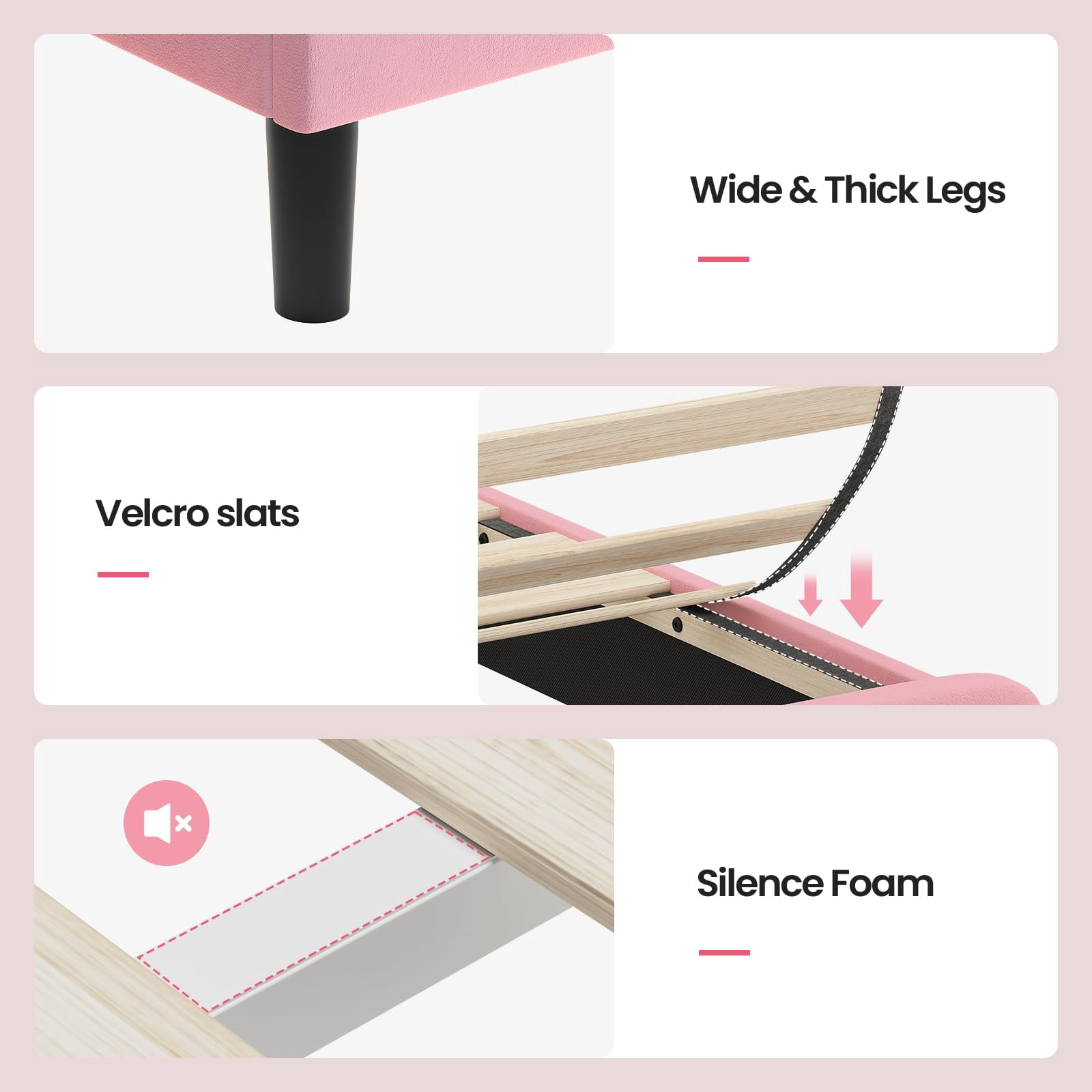 Twin Size Bed Frame with LED Lights,House-Shaped Headboard with Charging Station & Hidden Storage,Velvet Upholstered Platform Bed Twin,Girls Princess Bed with Safety Guardrail,Pink