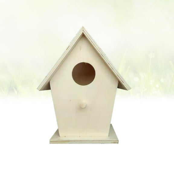 OUNONA Wooden Bird House for Birds Use with Light Yellow Poplar Attract Wildlife, Size 12 x 10 x 8 Inches