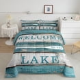 thumbnail image 2 of Rustic Camping Comforter Set Twin Size,Lake Theme Quilt Set,Rustic Farmhouse Style Bedding Set Teens Bedroom Decor,Vintage Board Duvet Set, 2 of 8