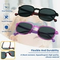 thumbnail image 3 of LifeArt 2 Pack Kids Sunglasses UV Protection Flexible Shades with Strap for Boys and Girls Age 3-12 (Black Red+Pink Purple), 3 of 5