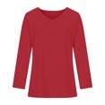 thumbnail image 4 of YWDJ Graphic Tees for Women Trendy Women's Casual V-Neck Long Sleeve Solid Loose Shirt Blouse Tops Red XL, 4 of 6