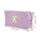 thumbnail image 2 of Ofertas Únicas 1 Pc Bolsa de Maquillaje Rectangular de Terciopelo Letra K Rosa Púrpura, 2 of 5