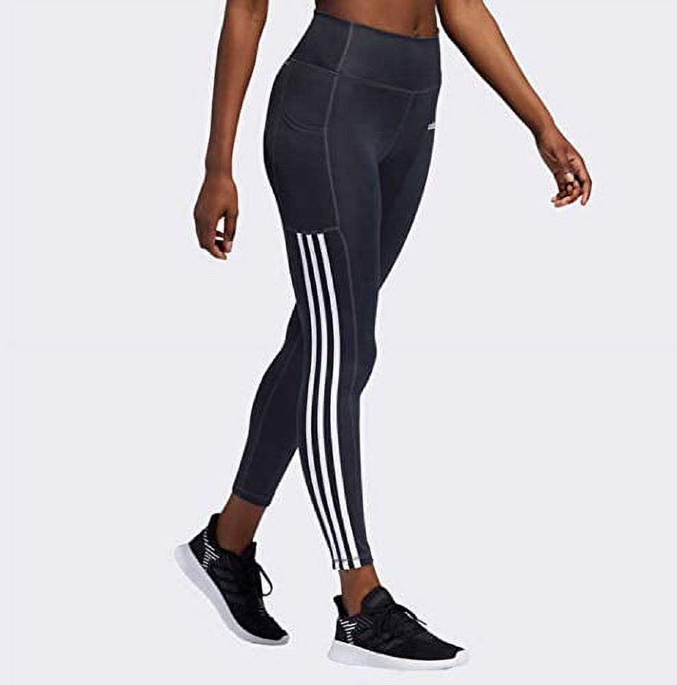 Adidas Women's 7/8 3 Stripe High Waist Active Tight Leggings, Black/White  Small 