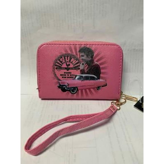 Elvis Presley pink Sun record zipper wallet with wristlet SRE6471