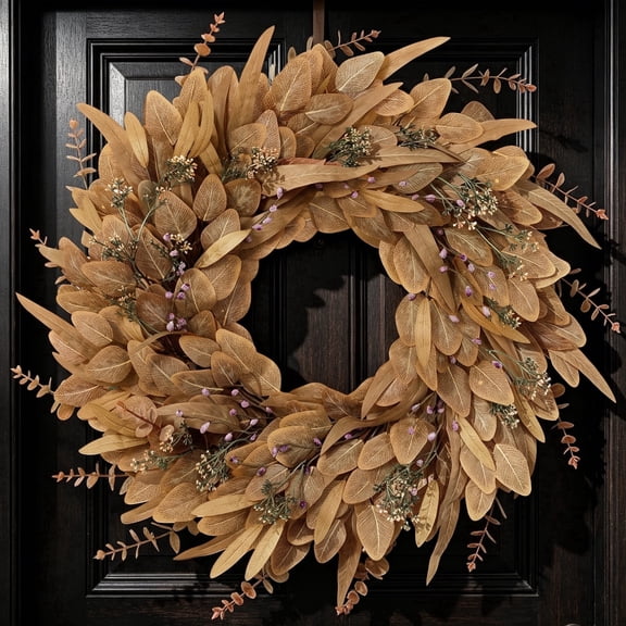 Yastouay 26" Fall Wreath for Front Door, Fall Decor for Home, Artificial Autumn Wreath with Eucalyptus for Wall