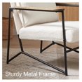 thumbnail image 4 of Fabric Accent Chair, Upholstered Single Sofa Chair with Metal Frame, Modern Living Room Chair with Wooden Armrests and Cushion Back, 1Pcs, White, 4 of 7