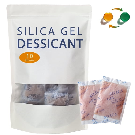 Livease 10 Gram Silica Gel Packets, 28Pack Food Grade Desiccant, Rechargeable Color-Indicating