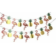 Hawaii Flamingo Party Banner Decoration For Summer Beach Luau Party Banner garland, Set of 2