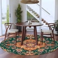 thumbnail image 3 of Round Rugs 5Ft, Bohemian Floral Round Area Rug Washable Indoor Throw Carpet, Abstract Retro Flowers Texture Soft Non Slip Circle Rug for Cabinet Bathroom Home Decor Aesthetic, 3 of 8
