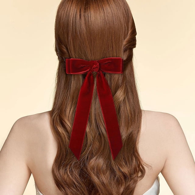 Fiudx Pinzas En Cabello de Terciopelo, Elegantes Pinzas En Diseño de Lazo, Accesorios Duraderos En Terciopelo, Estilo Princesa, Uso Diario, Regalo para Mujeres y Niñas, Ajuste Comodo y Ligero.