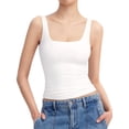thumbnail image 2 of Women'S Tank Top Fitted Square Neck Casual Basic Summer Tank Sleeveless Tops White M, 2 of 8