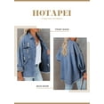 thumbnail image 3 of HOTAPEI Ripped Jean Jacket for Women 2023 Fashion Metal Buttoned Frayed Distressed Boyfriend Denim Jackets With Pocket, 3 of 6