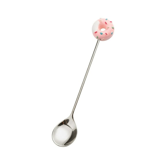Stainless Steel Sweet Donut Dessert Fork & Coffee Spoon Set, Reusable Stirring Utensils for Cake, Ice-Cream, Yogurt, Tea & Specialty Drinks, Cute Flatware Gift for Coffee Bar Or , Fork And Spoon 1Pc