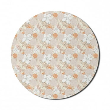 Floral Mouse Pad for Computers, Botanical Garden Composition Abstract Flourishing Plant Ornaments Graceful Nature, Round Non-Slip Thick Rubber Modern Mousepad, 8" Round, Multicolor, by Ambesonne