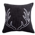 thumbnail image 2 of HiEnd Accents  Grey Chenille DecoThrow Pillow With Embroidery White Antlers  18X18, 2 of 2