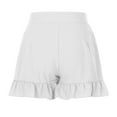 thumbnail image 2 of Vedolay Womens High Waisted Shorts Women's Leather High Waist Drawstring Side Ruched Shorts,White M, 2 of 4