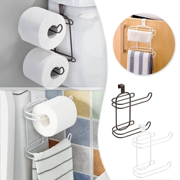 GeBuSn Towel Storage Rack Toilet Paper Holder Versatile Over Double Layer Toilet Paper Storage Dispenser For Bathroom Home (Black)