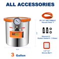thumbnail image 4 of BACOENG 3 Gallon Tempered Glass Lid Vacuum Chamber, Stainless Steel Degassing Chamber Kit for Stabilizing Wood, Degassing Silicones, Epoxies and Essential Oils, 4 of 4