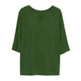 thumbnail image 5 of Lenpel Women's Plus Size Tops 3/4 Length Sleeve Crew Neck Cut out T Shirts Soft Casual Tees Loose Tunic Blouses(Army Green,4X-Large), 5 of 7