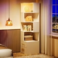 thumbnail image 5 of 5-Tier Corner Bookshelf with 2 Drawers, 66.9-Inch Tall Corner Bookcase Shelf, Modern Simple Corner Storage Cabinet Display Rack Shelf for Living Room, Home Office (White), 5 of 9