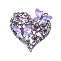 Fashion Womens Floral Silvery Crystal Rhinestone Insect Butterfly Love Flower Heart Brooch Pin