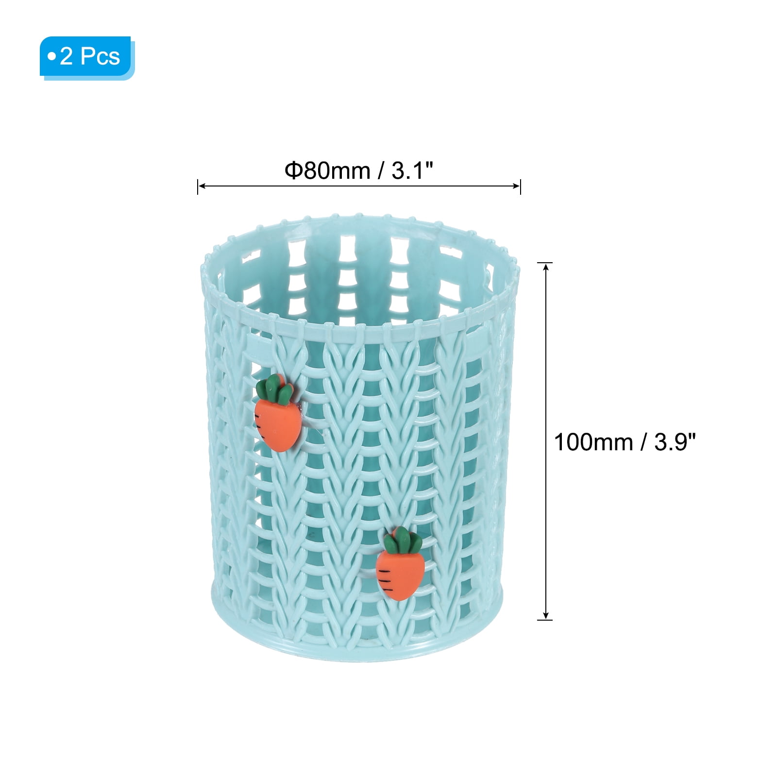 Unique Bargains Plastic Pen Holder for Desk Cute Pencil Holders Organizer 2Pcs Blue