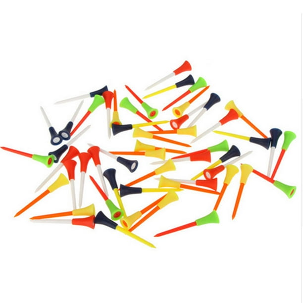 30pcs / pack Plastic Golf Tees Multi Color 8.3CM Durable Rubber Top