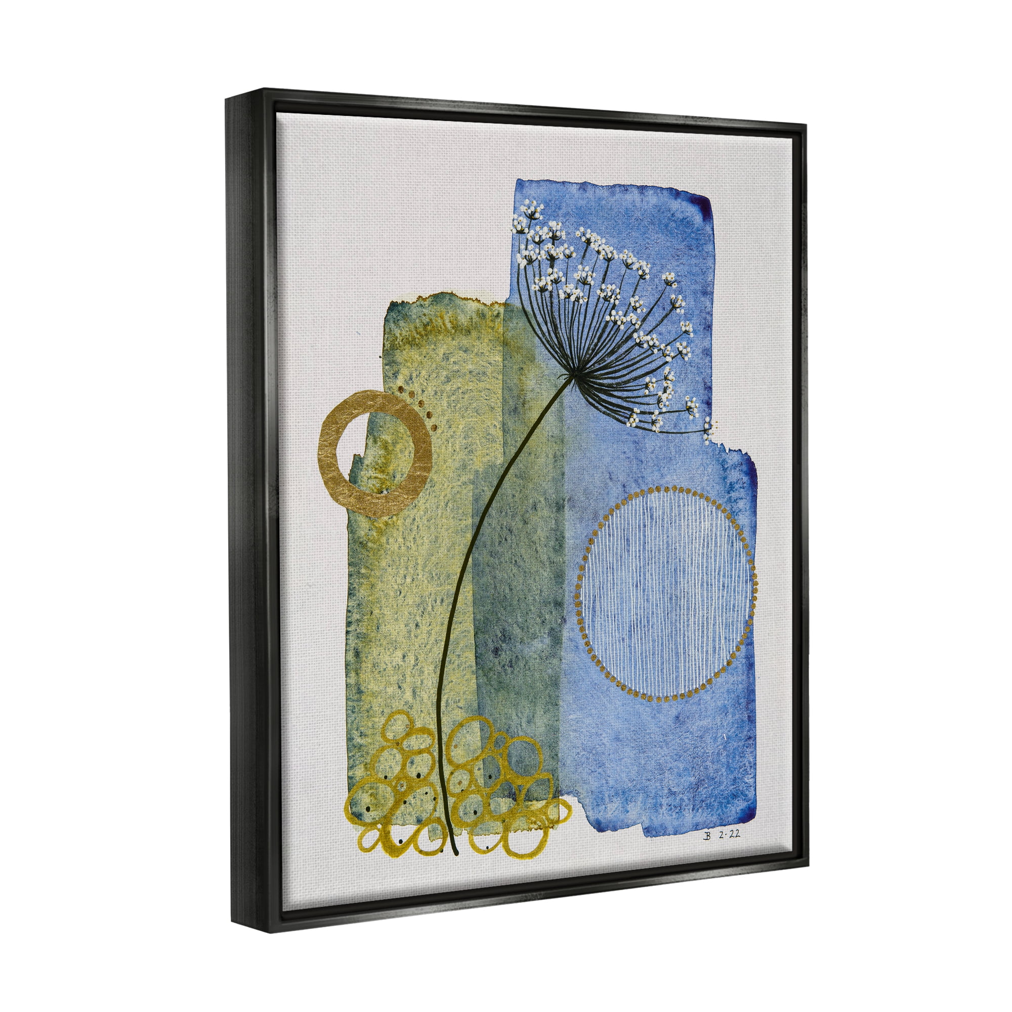 Stupell Industries Modern Dandelion Sprig Abstract Painting Black Floater Framed Art Print Wall Art, 17 x 21