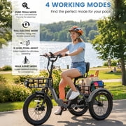 MOONCOOL TK2 Adult Electric Tricycle with Reverse, 48V 15Ah Removable Battery, Peak 1000W Motor, 20x3.0 Fat Tire, 60-Mile Range, 15.5 MPH