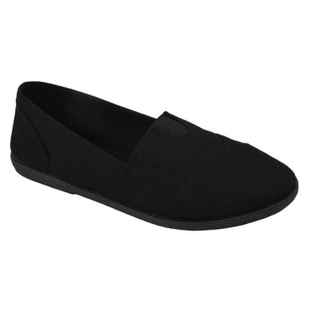 Soda Flat Women Shoes Linen Canvas Slip On Loafers Memory Foam Gel Insoles OBJI-S All Black