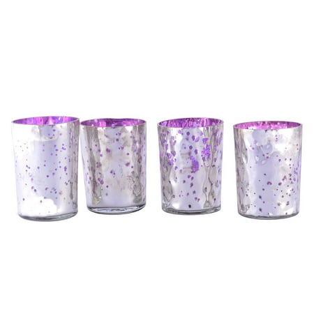 Set Of 4 Gl Tealight Votive Candle Holders In Light Purple Set Of 4 Gl Tealight Votive Candle Holders In Light Purple Silver Mercury Finish Ideal