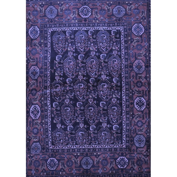 Ahgly Company Machine Washable Indoor Rectangle Persian Blue Traditional Area Rugs, 5' x 8'