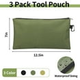 thumbnail image 2 of 3 Pack Tool Bag Zipper Pouch, Premium Tool Pouch, Utility Multipurpose Storage Organizer Tool Pouches with Carabiner Metal Zipper for Tools, Stationary, Pencil Pouch (3 Pack, Tan, Navy Green, Black), 2 of 8