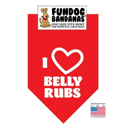 - Fun Dog Bandana - I Love Belly Rubs - One Size Fits Most for Med to Lg Dogs, red pet scarf