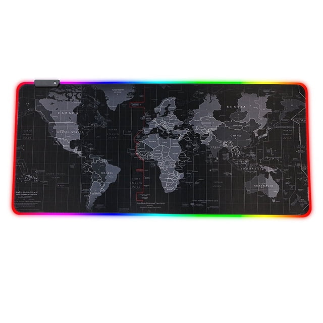 Alfombrilla de ratón extragrande resistente al agua para jugadores, 10 efectos de iluminación, 35,4" x 15,7" x 0,16" - Alfombrilla de ratón para juegos RGB extendida negra