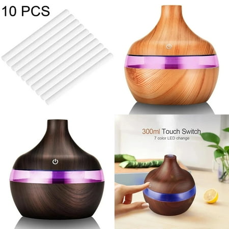 

300ml High Quality Aromatherapy Essential Oil Diffuser Wood Grain Remote Control Ultrasonic Air Humidifier with 7 Colors Light