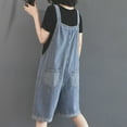 thumbnail image 5 of Women's Casual Adjustable Strap Denim Bib Overalls Shortalls Romper Classic Trendy Summer Shorts Jumpsuits for Women, 5 of 7