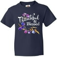 thumbnail image 3 of Inktastic Thankful and Blessed Inspirational Saying with Flowers Youth T-Shirt, 3 of 5