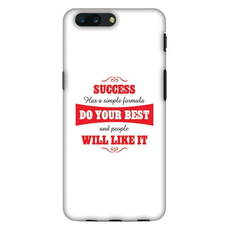 OnePlus 5 Case - Success Do Your Best, Hard Plastic Back Cover. Slim Profile Cute Printed Designer Snap on Case with Screen Cleaning