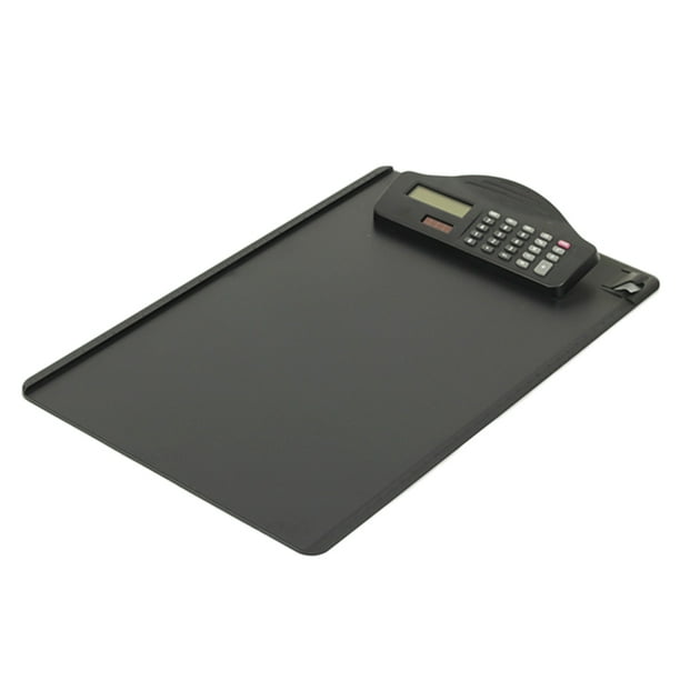 Portapapeles de plástico A4 con calculadora, multifuncional, con perfil, para papel de cartón duro, carpetas de escritura para escuelas, aulas y oficinas (negro)