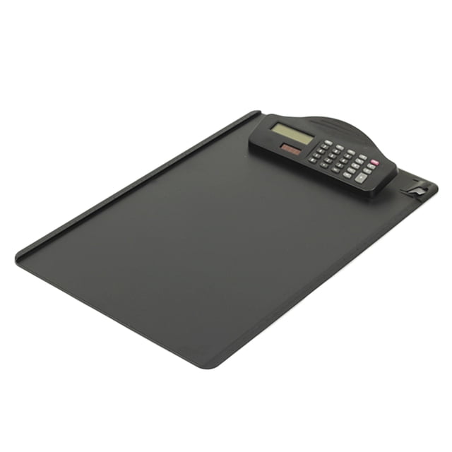 ColoMX Portapapeles de plástico A4 con calculadora Perfil multifuncional Portapapeles de aglomerado Portapapeles de escritura para la oficina de aulas escolares (Negro)