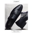 thumbnail image 2 of Barber Leather Shoes Black Men's Casual Shoes Padded Men's Leather Shoes Trendy British Pointed Toe, 2 of 4