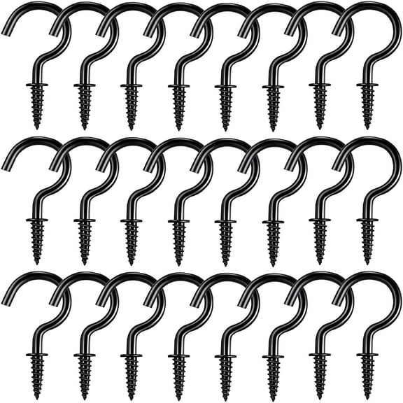 LAMIRO 30 Pieces 1.45-inch Black Screw-in Hooks Large Ceiling Hooks Heavy Duty Cup Hooks for Living Room Kitchen Garden Office Bedroom Cup Lamp Clothes