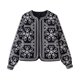 thumbnail image 2 of HH TRAF Otoño Invierno Mujer Elegante Cárdigan Estampado En Blanco Y Negro Cuello Redondo Moda Botón Manga Larga Ropa De Calle Para Mujer, 2 of 5