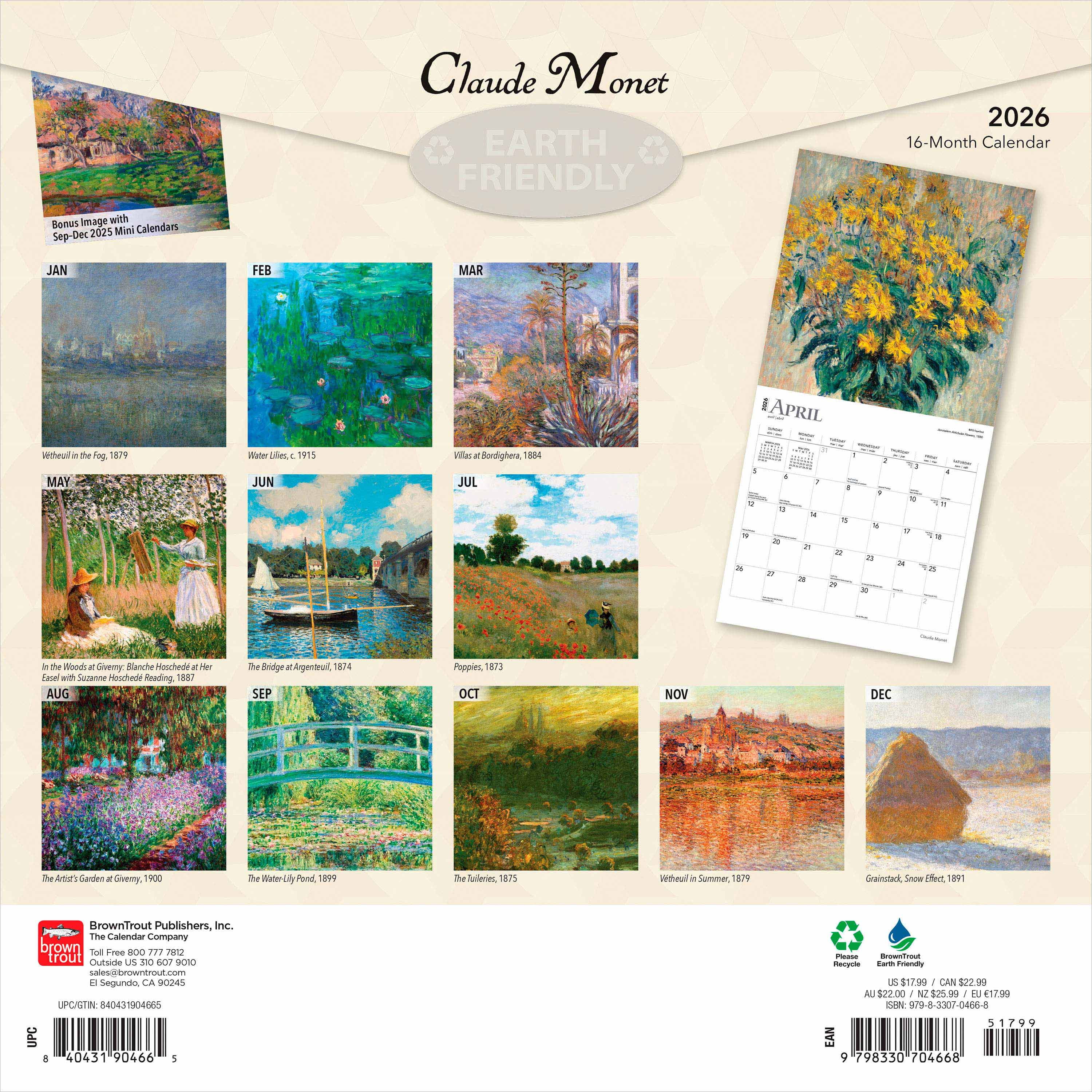 Monet, Claude 2026 Square Flap FOIL
