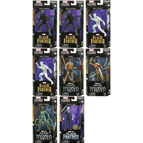Hasbro Marvel Legends Black Panther Wakanda forever Action Figures, 6" (8 Pack)