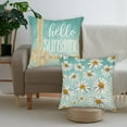 thumbnail image 3 of Spring Summer Pillow Covers 18x18Inch Flowers Teal Decorations Hello Sunshine White Daisy Throw Pillow Covers Sunshine Farmhouse Cushion Case for Sofa Couch Set of 4, 3 of 6